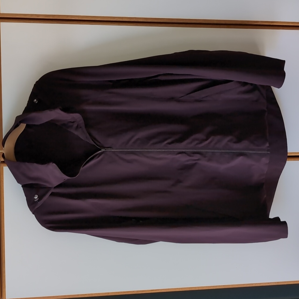 Lululemon Step To It Jacket Full Zip Black Cherry Purple Hood Lightweight Size 8